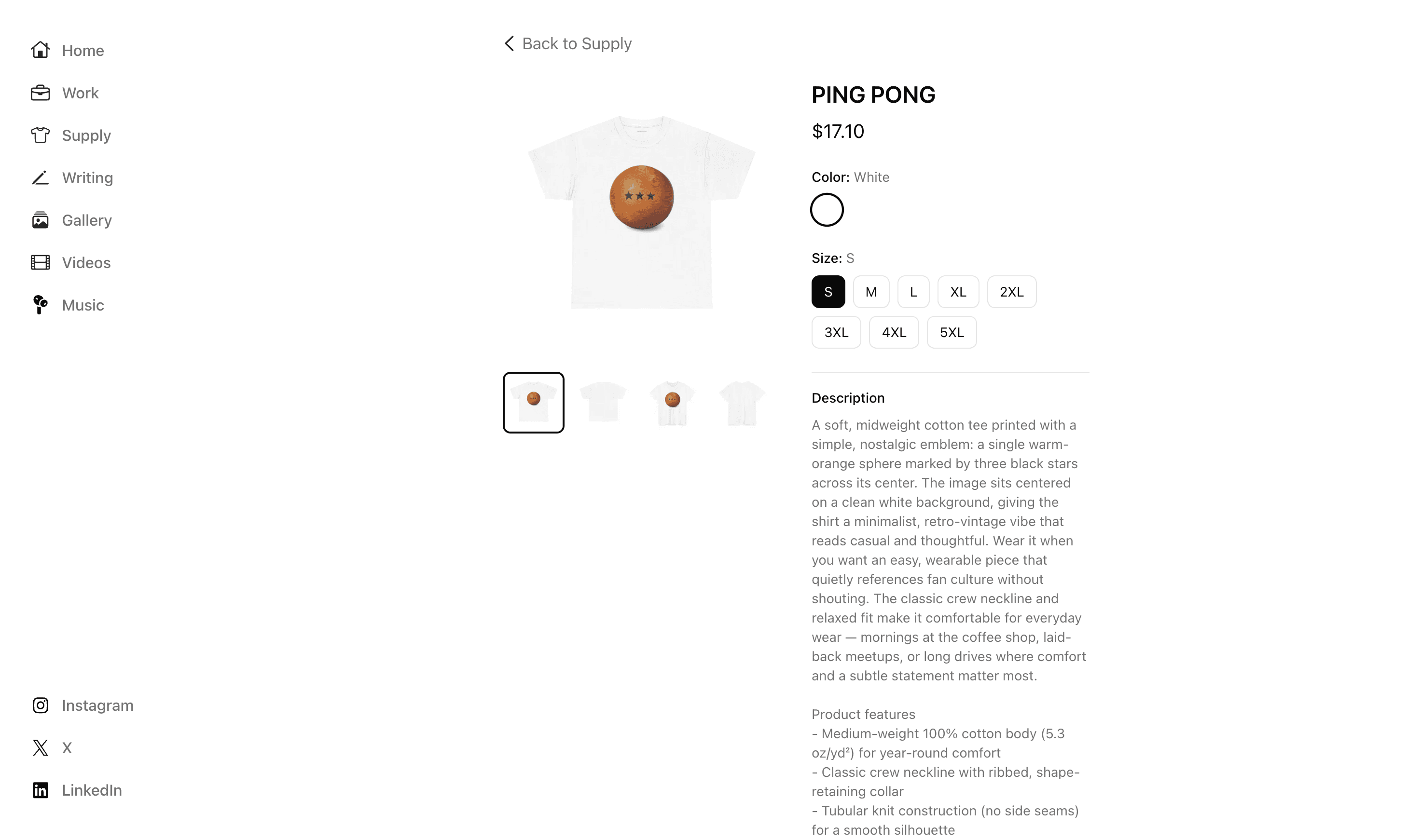 Screenshot of Webshops for clothing and merchandise project