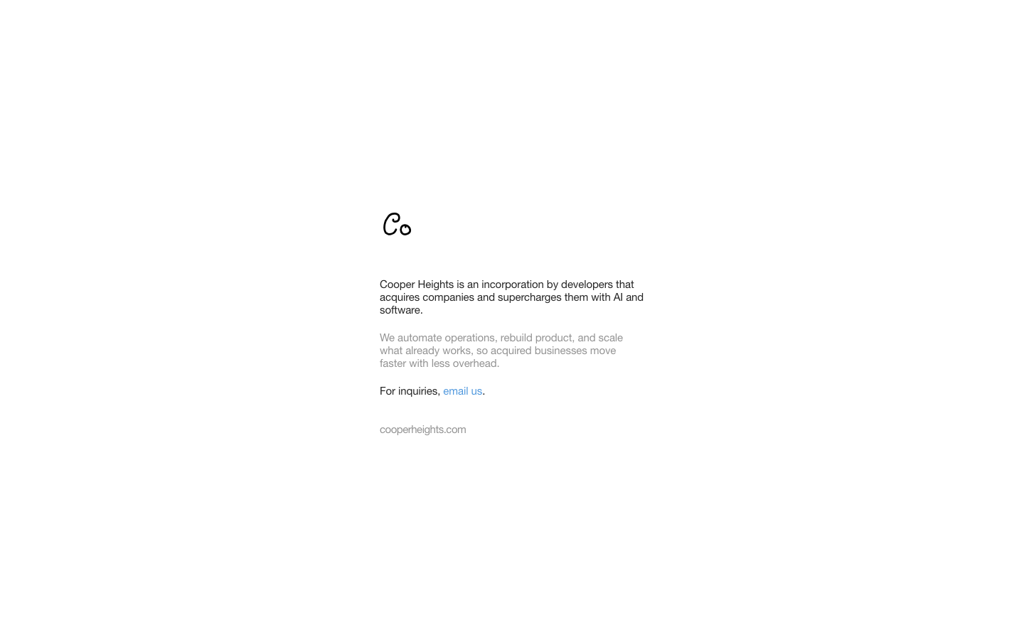 Cooper Heights website introducing its company acquisition thesis